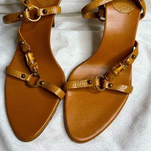 Gucci Leather and Bamboo Sandals